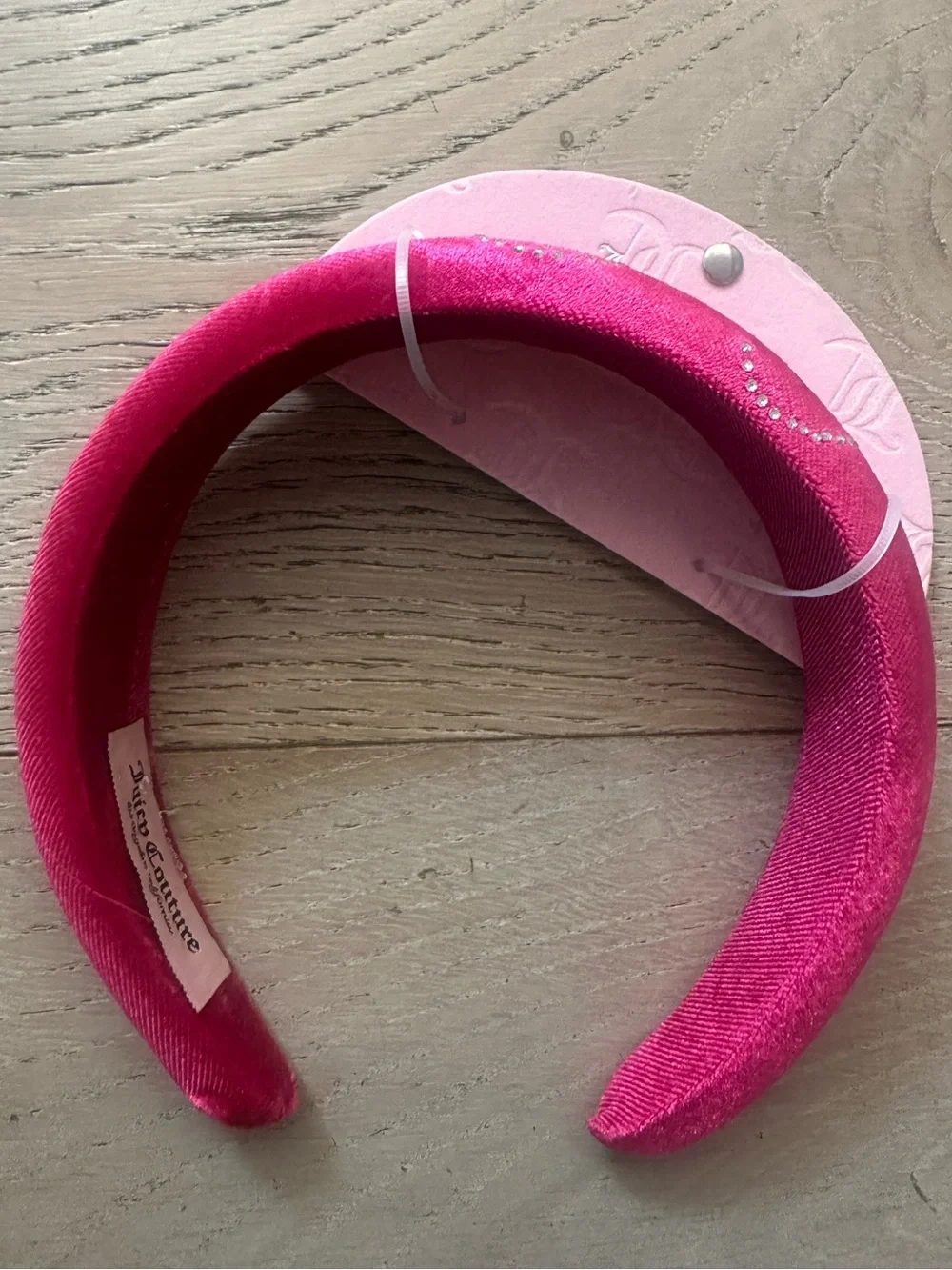 Juicy Couture Hot Pink Rhinestone Logo Padded Headband NWT Y2K